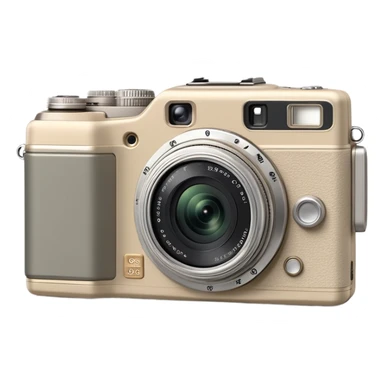 Olympus Superzoom 70G camera, grayish-beige color, accurate representation with correct proportions and silhouette, compact rectangular body with rounded edges, small viewfinder, built-in flash unit on top, lens with zoom functionality, exactly matching the real Olympus Superzoom 70G design sticker