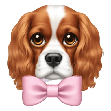 Light pink bow on Cavalier King Charles Spaniel  dog head sticker