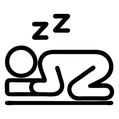 a stylized icon of someone sleeping sideways, clean outline, no fill sticker