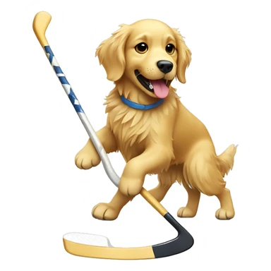 Golden retriever playing hockey sticker
