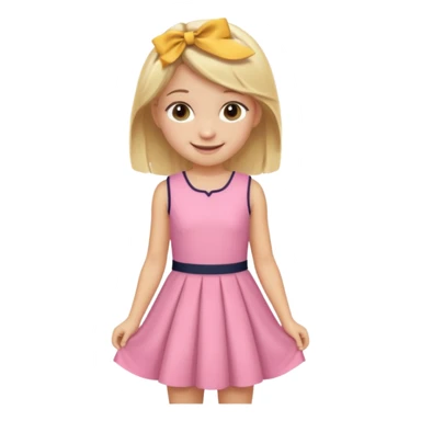 A blonde Australian 12 year old girl in a pink sort  dress cute sticker