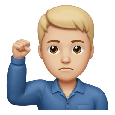 😔 use this emoji but make him have an arm up with a fist sticker
