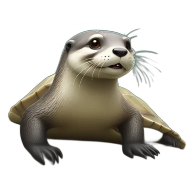 Loutre sur une tortues  sticker