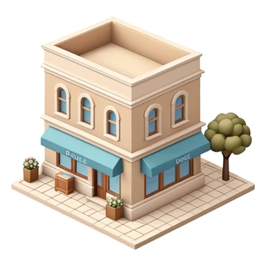 Isometric exterior little cozy beige bookstore dollhouse style 3D realistic  sticker