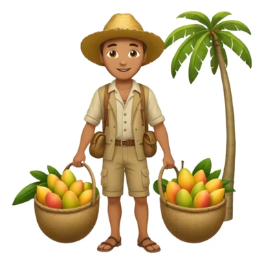 HOMBRE VENDEDOR DE MANGOS CUERPO COMPLETO CON ROPA DE CAMPO sticker
