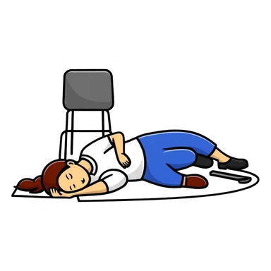 woman labour worker passed out on the floor sticker