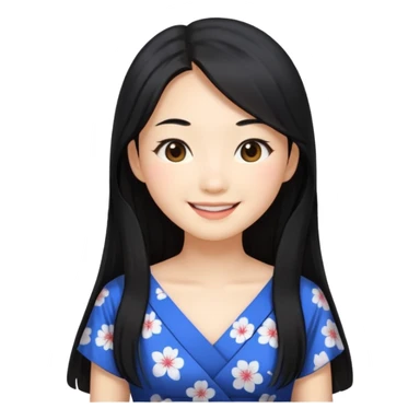 Asian women from japan wearing a dress with black long hair sticker