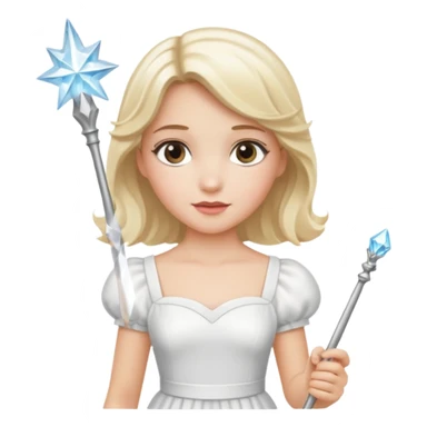 dorothy queen blonde hair, white dress with magic wand sticker