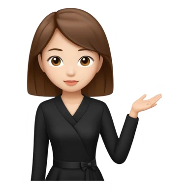 asian young woman brown-haired in black daily dress  sticker