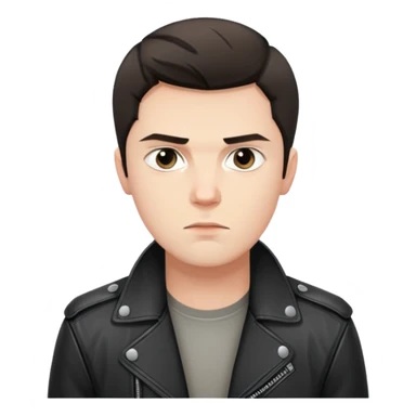 Danila Bagrov from Brother 2 movie, young Russian man with short dark hair, serious expression, wearing black leather jacket sticker