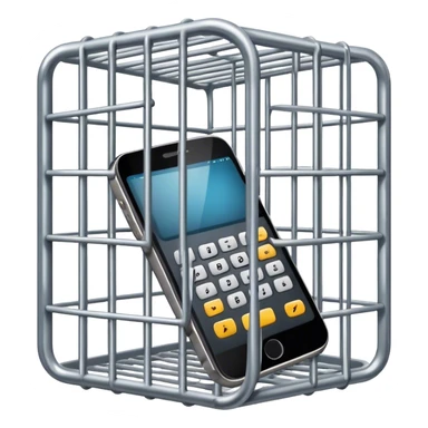 a mobile phone locked in cage sticker