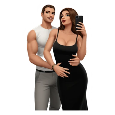 couple selfie in black dress sticker