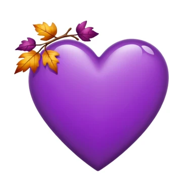 purple heart with a falling leaves motif sticker