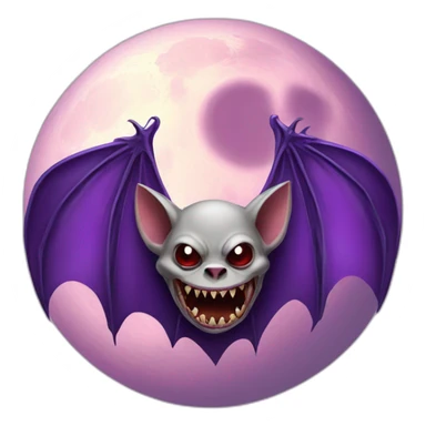 realistic full moon with evil face vampire bat purple dripping wings sticker