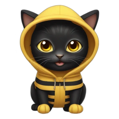 black cat in bee costume sticker