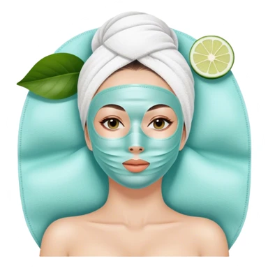 Lady with face mask spa beauty full face relaxing sticker