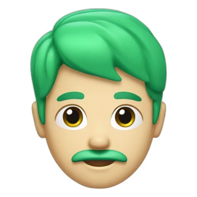3d emoji of a boy with green-cyan hairs and green-cyan mustache  sticker