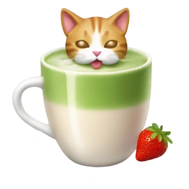 cat drinking strawberry matcha latte sticker