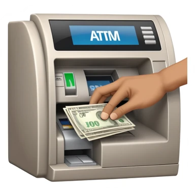 scammer's hand pulling money from ATM sticker