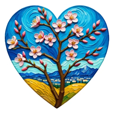 Vangogh almond blossom heart sticker