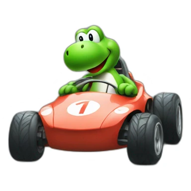 Green Yoshi racing in a car sticker
