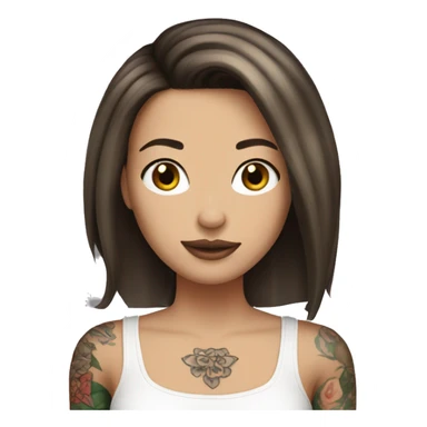 Bob hair brunette white girl with tattoos on her arms  sticker