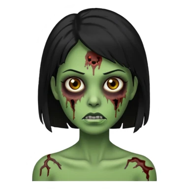 Faça uma zombie verde mulher com cabelos pretos e lisos de olhos castanhos sticker