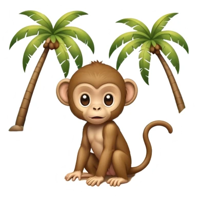 Baby monkey in the beach with palms and ocean  sticker