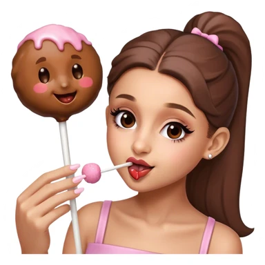 Ariana Grande eating a cake pop sticker
