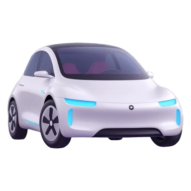 sleek electric car with smooth surfaces and shiny finish in 3D emoji style sticker