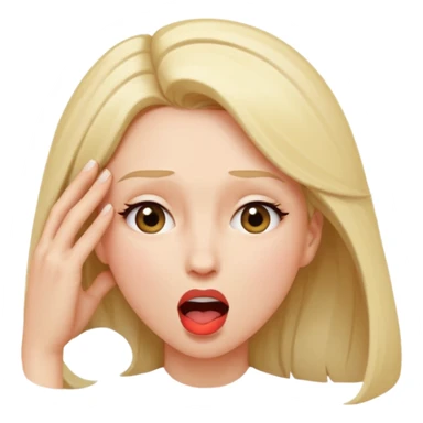 Femme, bouche ouverte, tête légèrement penchée en arrière. Main contre le front de façon dramatique  sticker