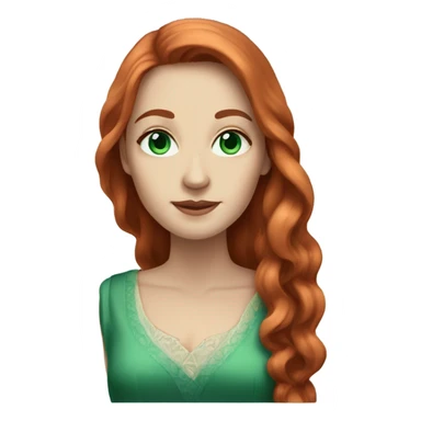 Rich woman, red long hair,  pale-skin, emerald blue-green-eyes sticker