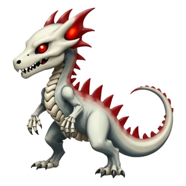 Shiny White Evil Glowing Eldritch Skeletal Creepy Edgy Badass Cool Marowak-Boneknapper-Salandit-Duskull-Darkdramon-fusion with bloody red markings sticker