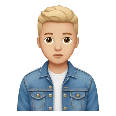 A 24 years old boy wearing denim jacket over white shirt sticker