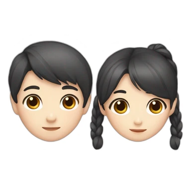 Cute Korean boy with a cute girl who has two side pony tails sticker