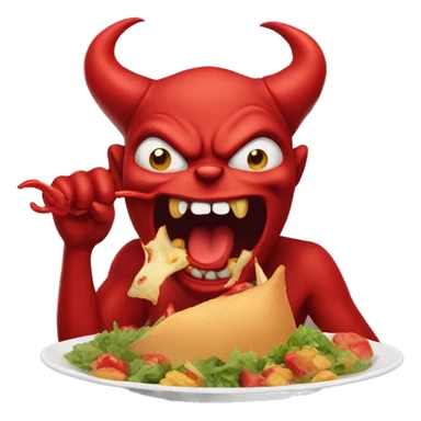 humorous devil eating sticker