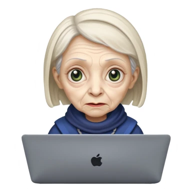 old lady alien with only gaming laptop. sticker