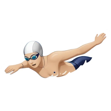 An icon featuring a swimmer in mid-stroke, cutting through the water with a strong, fluid motion. The design includes ripples around the swimmer’s body and a pool lane line in the background, symbolizing speed and technique in swimming. Transparent background highlights the grace sticker