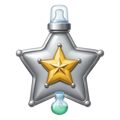 sheriff badge with star and baby feeding bottle in center sticker