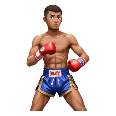 Muay Thai traditional – Cinematic Realistic Traditional Muay Thai Fighter, depicted in authentic Muay Thai attire with arm bands and shorts, poised in a dynamic fighting stance in a traditional Thai stadium, rendered with vivid textures and dramatic, high-contrast lighting that accentuates the art’s intensity. sticker