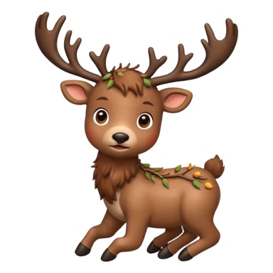 reindeer baby  cute, full body , branches stuck in head sticker