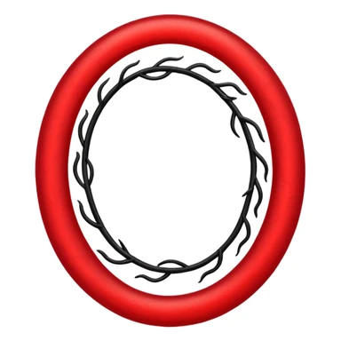 Red glowing oval with black thick vines around it  sticker