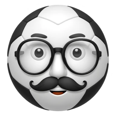 soccer ball wearing joke glasses and nose and mustache sticker