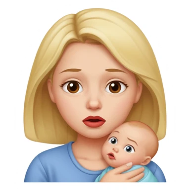 woman thinking of a baby while biting her lip sticker