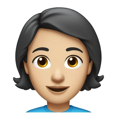 A head and shoulders shot of a 50 year old caucasian woman with short black hair, blue eyes wearing a tshirt. sticker