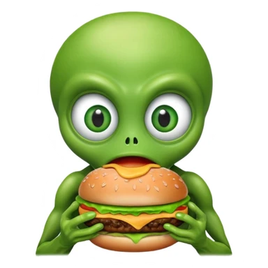 Alien eating a hamburger  sticker