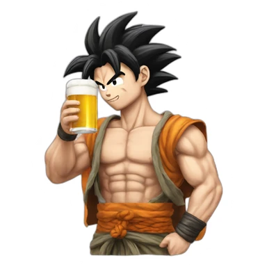 songoku drinking a beer sticker