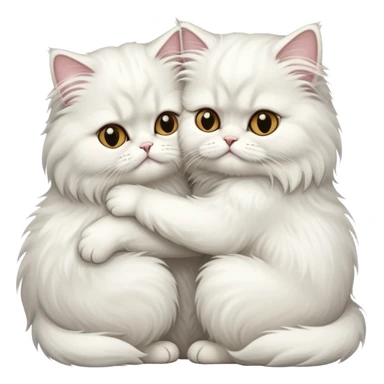 2 white Persian cats hug sticker