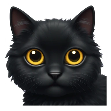 black fluffy cat with sparkling big eyes sticker