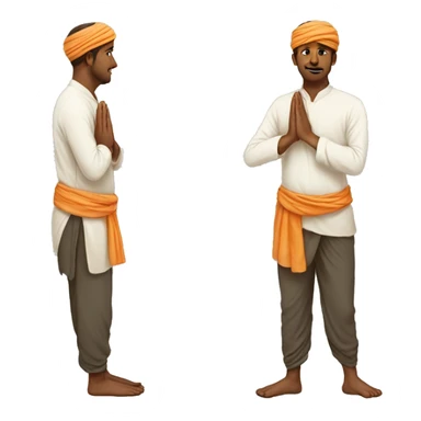 Prostration man with no upper coting and with dhothi sticker